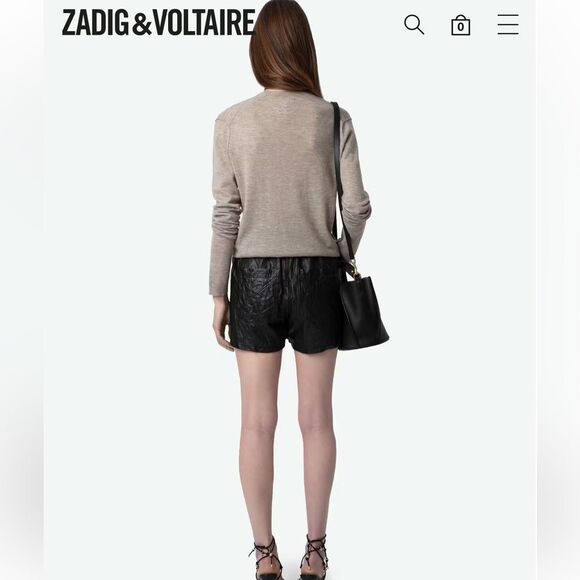 $328 Zadig & Voltaire Rivy Cashmere Sweater in Latte NWT with FLAW - Picture 2 of 11